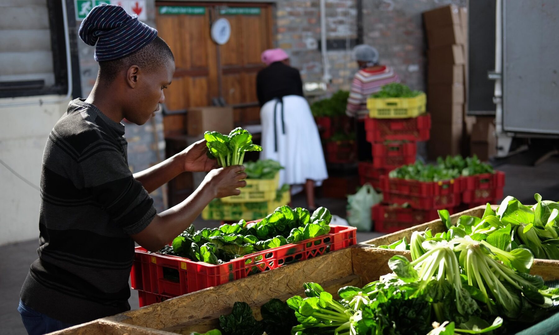 Participant working with fresh produce